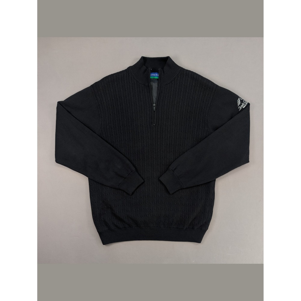 Scottish Wind Triple Crown Walden Men's M Black 1/4 Zip Lined Golf Sweater